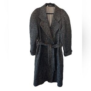 Vintage Heavy Wool Tweed Long Coat
